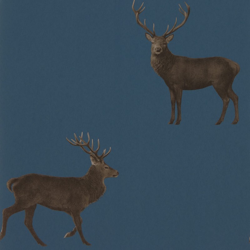 Afbeeldingen van Evesham Deer (Wallpaper) Indigo - DYSI216620
