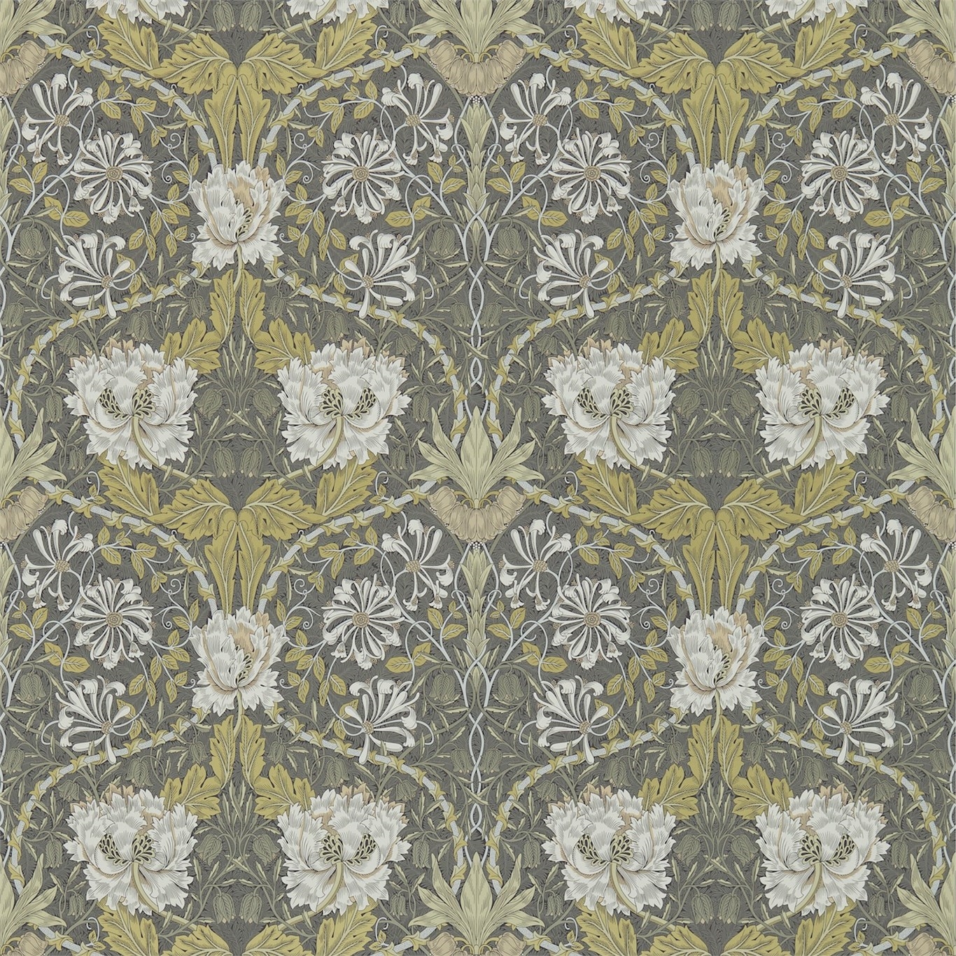Honeysuckle & Tulip Charcoal/Gold - DM3W214701 wallpaper William Morris