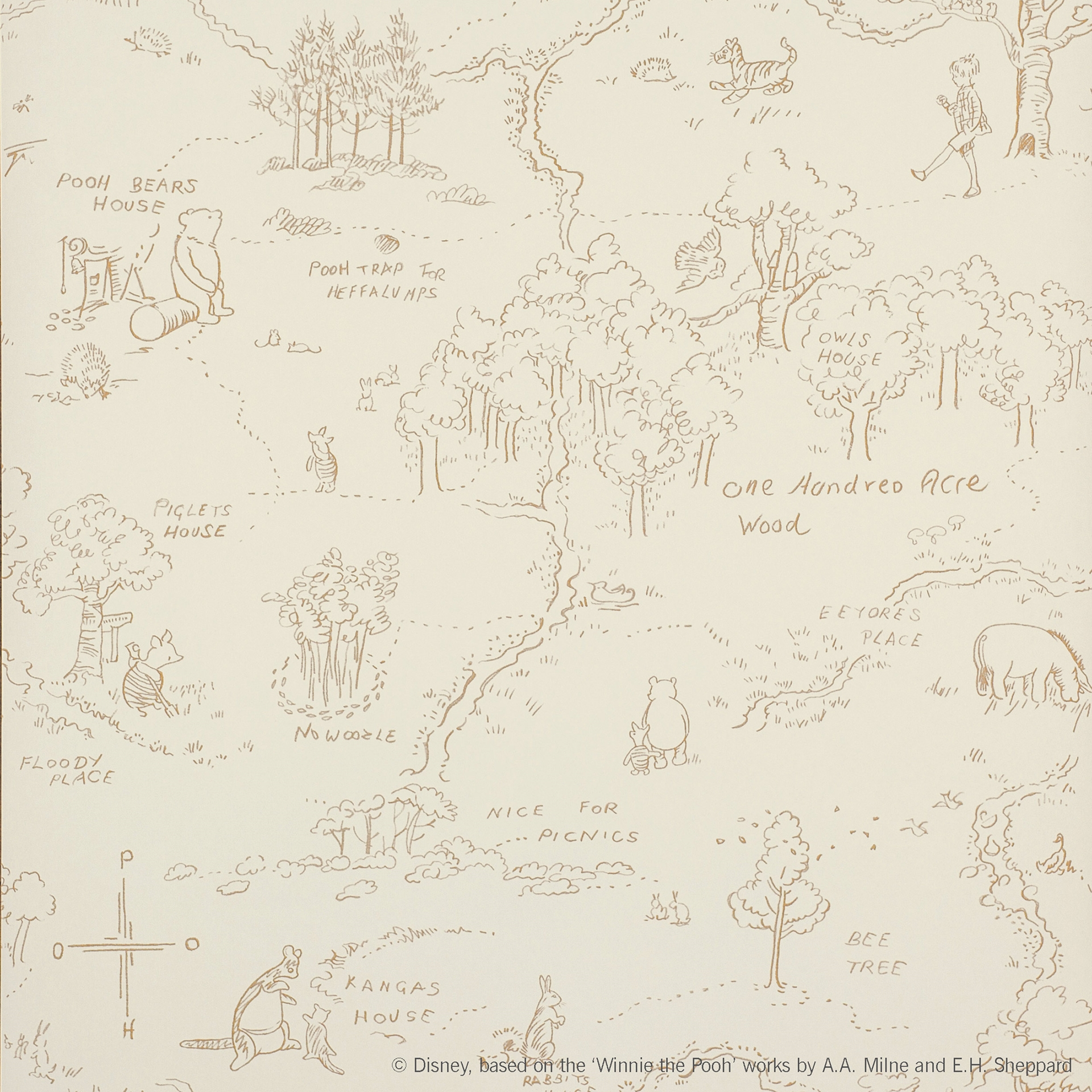 One Hundred Acre Wood Map - J129W-02 from Jane Churchill | Wallpassion