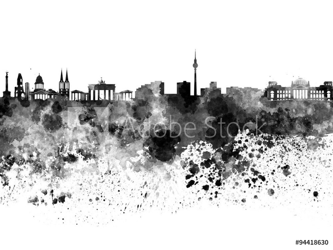 Papier peint photo Berlin skyline in black watercolor de | Wallpassion