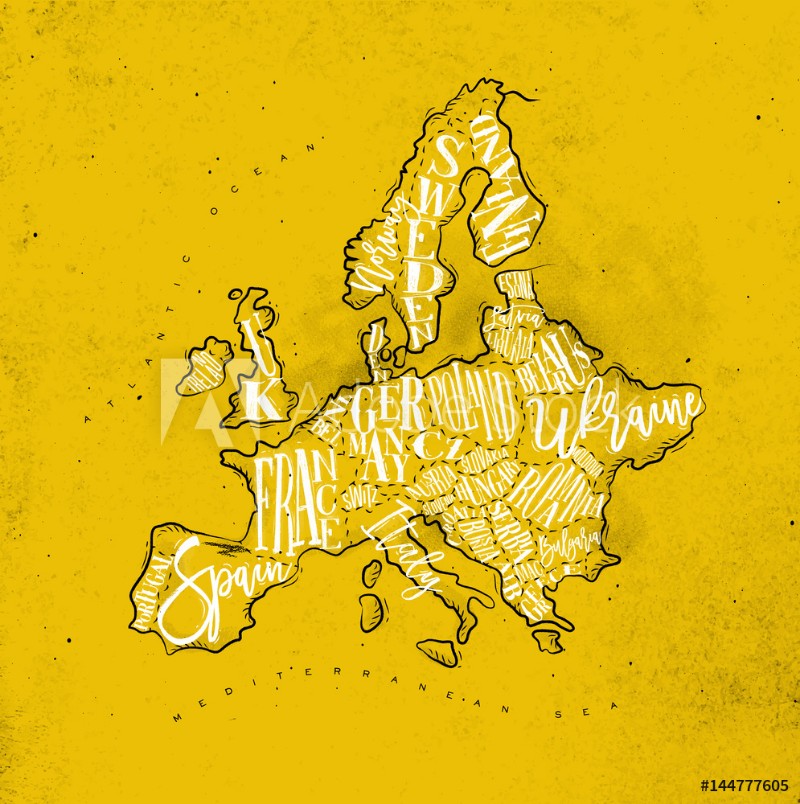 Picture of Europe in Vintage Yellow