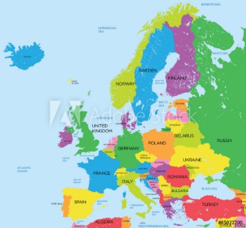 Political map of Europe high detail photowallpaper Scandiwall