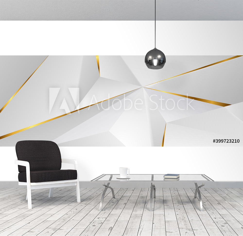 Abstract architectural background 3d illustration white and gold color  modern geometric wallpaper can be used in cover design book design flyer website  background or advertising from Wallmural | Familywallpapers