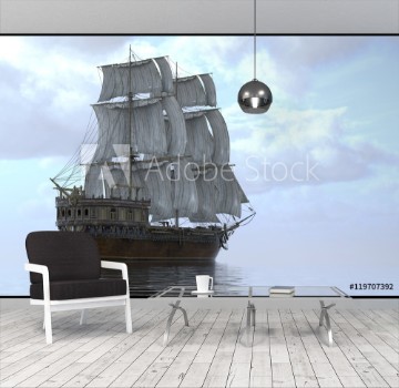 Picture of 3D Illustration Sailboat On The Sea