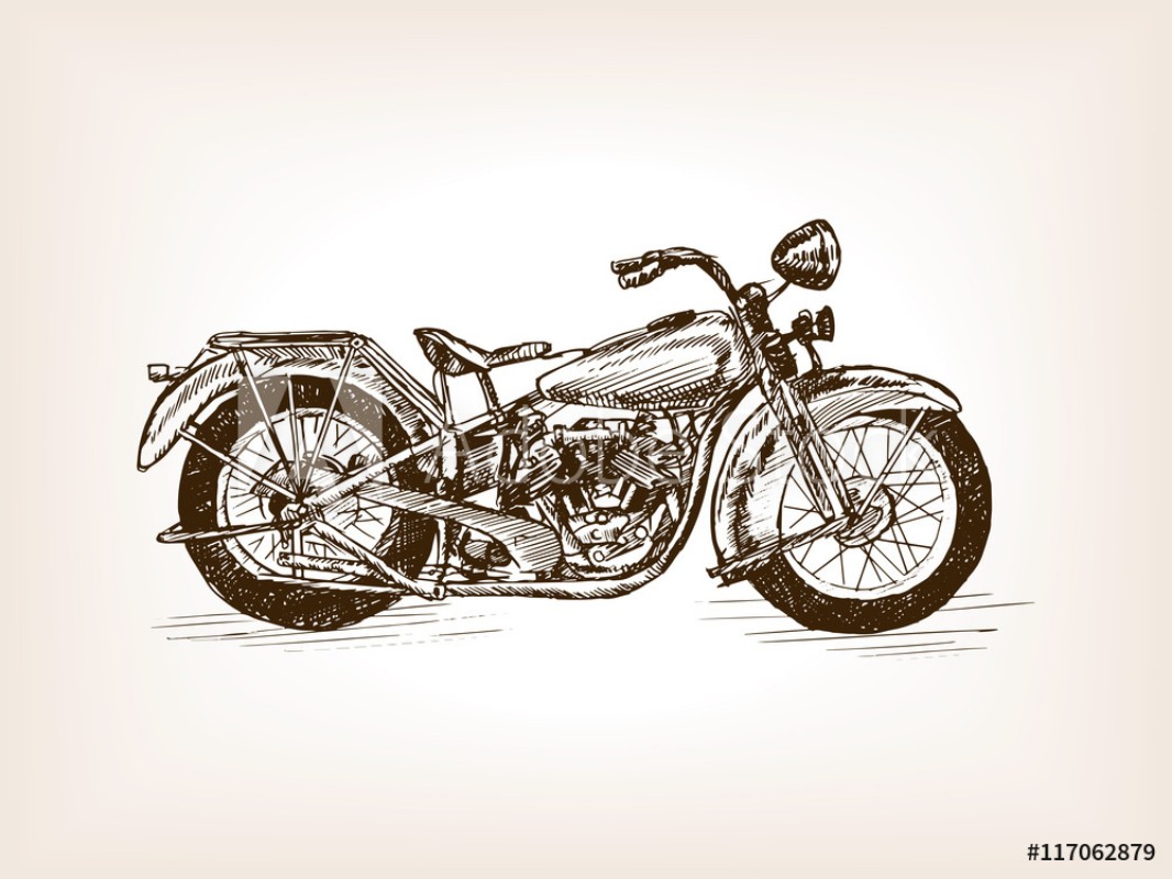 Picture of Hand Drawn Retro Motorcycle