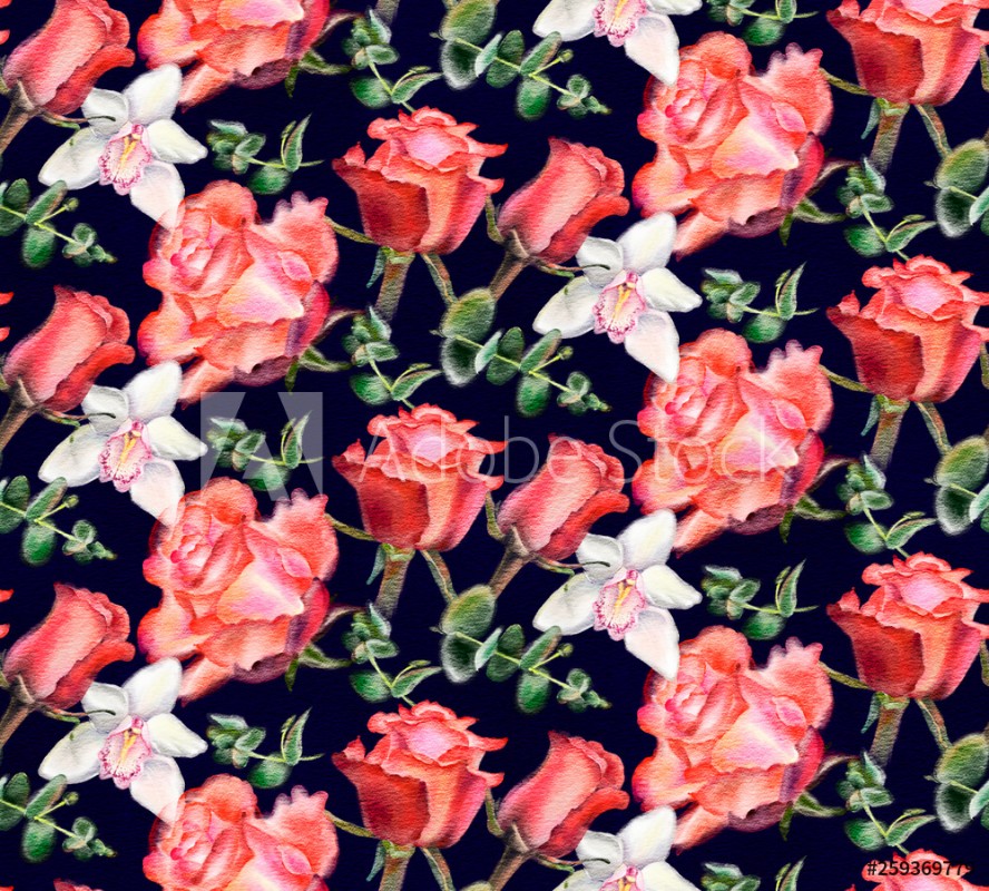 Afbeeldingen van Watercolor Roses and Orchids