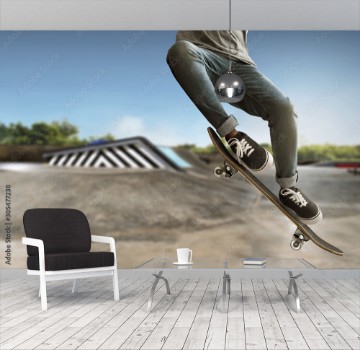 Picture of Skateboarder skateboarding at skate park