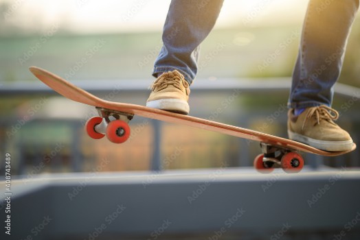 Picture of Skateboarder legs skateboarding at outdoors