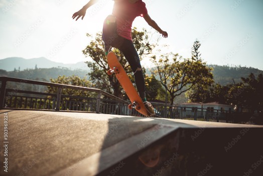 Picture of Skateboarder skateboarding on skate park