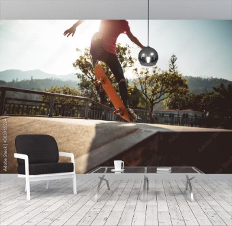 Picture of Skateboarder skateboarding on skate park