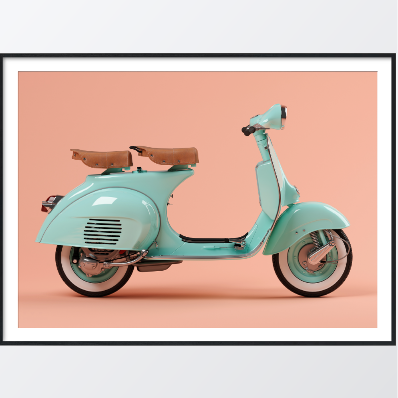 Blue scooter poster från Familjetapeter