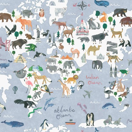 Picture of Animal Maps Blue - 13250