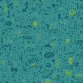 Picture of Doodle Teal Neon Yellow - 13341