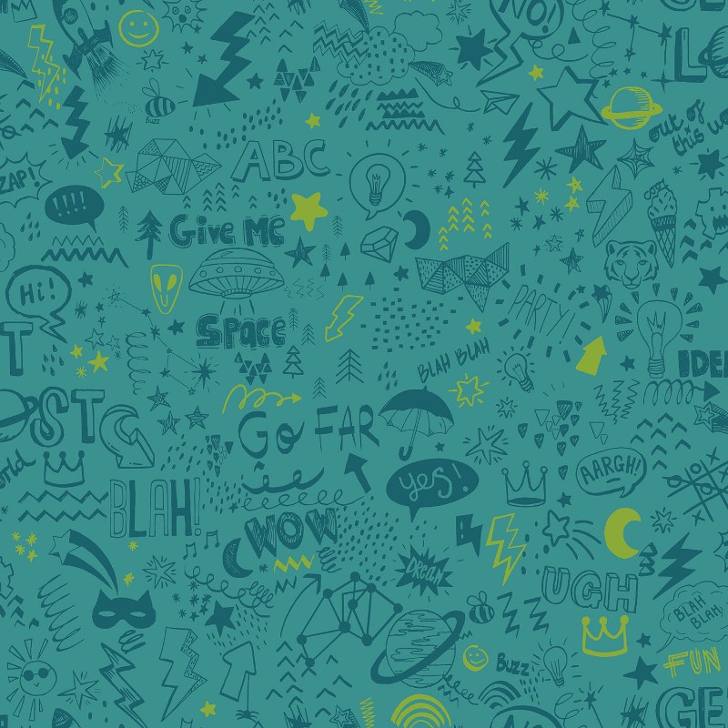 Picture of Doodle Teal Neon Yellow - 13341