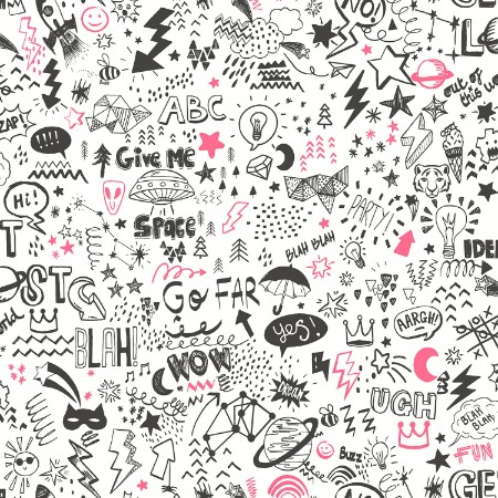 Picture of Doodle White Neon Pink - 13340