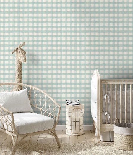 Picture of Watercolour Gingham Soft Teal - 13293
