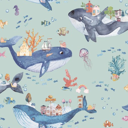 Picture of Whale Town Soft Teal - 13221