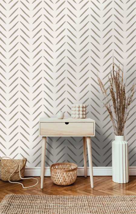 Picture of Chevron Brush Marks Taupe - 13041