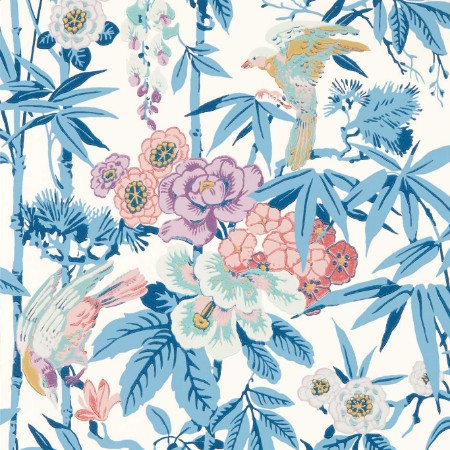 Picture of Bamboo & Birds China Blue/Lotus Pink - DWAW217129