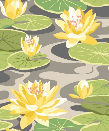 Bild på Waterlily Charcoal & Mustard - IKA50105W