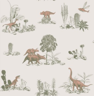 Bild på Dino Wallpaper - Pink Green - DINO07