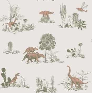 Picture of Dino Wallpaper - Pink Green - DINO07