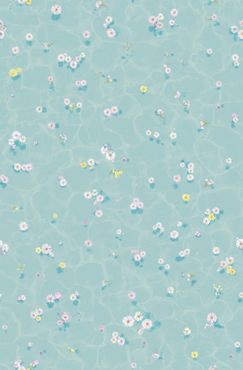 Picture of Floral Bath Mural Wallpaper - Blue - FloralBathBL