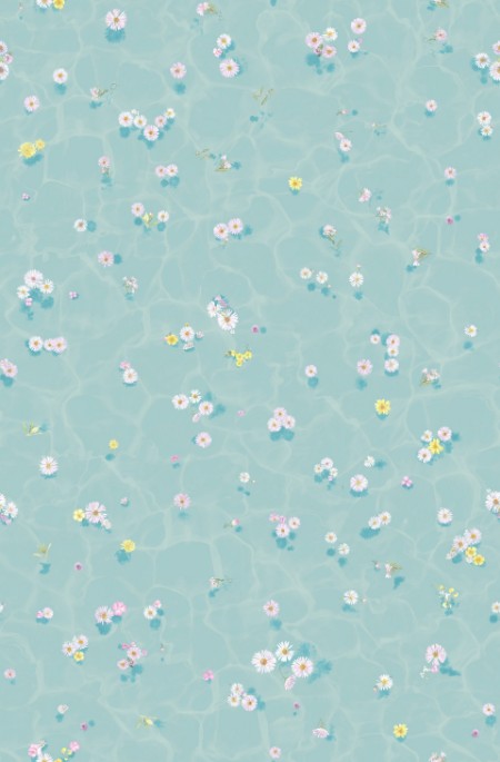 Picture of Floral Bath Mural Wallpaper - Blue - FloralBathBL