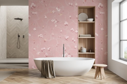 Bild på Floral Bath Mural Wallpaper - Blush  - FloralBathBSH