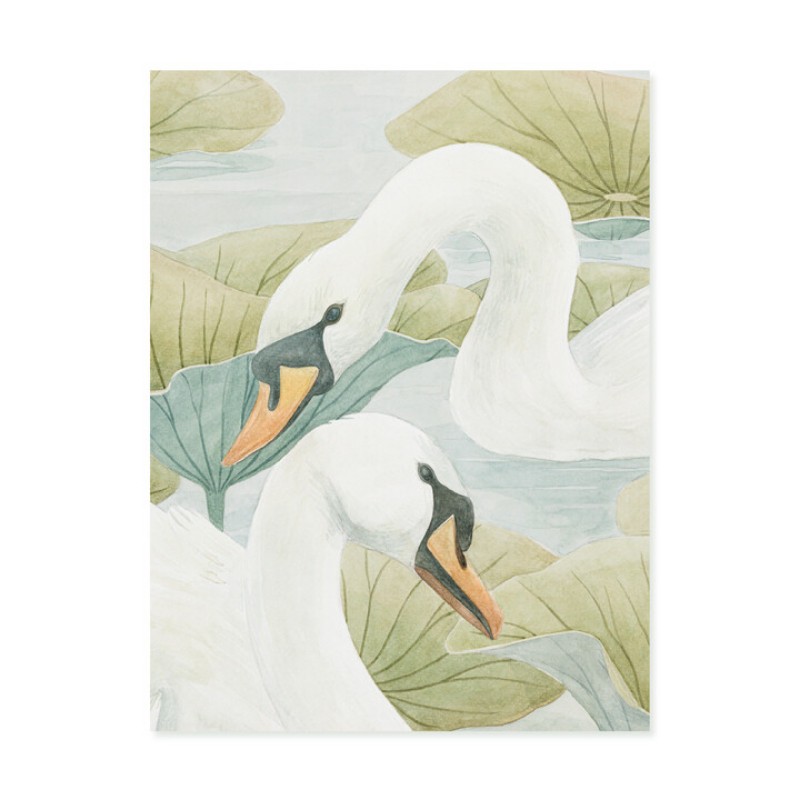 Bild på Swan Lake Mural Wallpaper - Green - SwanGreen