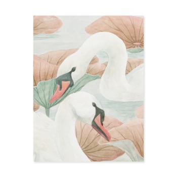 Picture of Swan Lake Mural Wallpaper - Terracotta - SwanTerracotta
