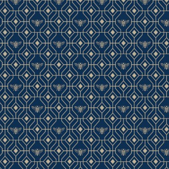 Picture of Bee Deco Wallpaper Dark Blue - BEEDECO/WP1/DBL