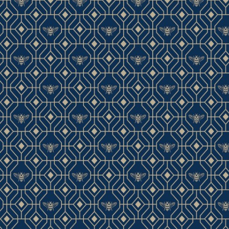 Picture of Bee Deco Wallpaper Dark Blue - BEEDECO/WP1/DBL