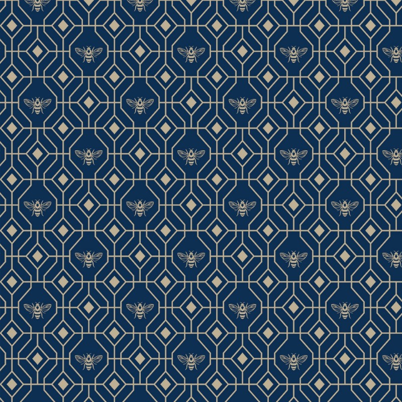 Bild på Bee Deco Wallpaper Dark Blue - BEEDECO/WP1/DBL
