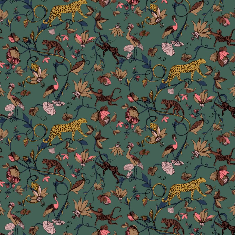 Picture of Exotic Wildlings Wallpaper Juniper Green - EWILDLI/WP1/JGR