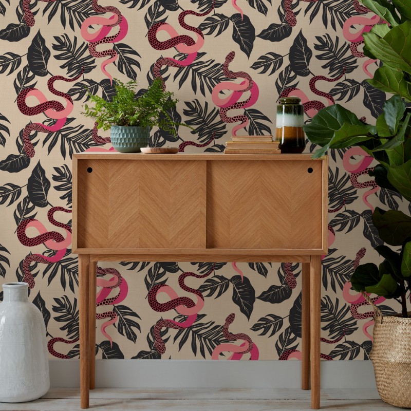 Picture of Serpentine Wallpaper Pink/Black - SERPENT/WP1/PBL