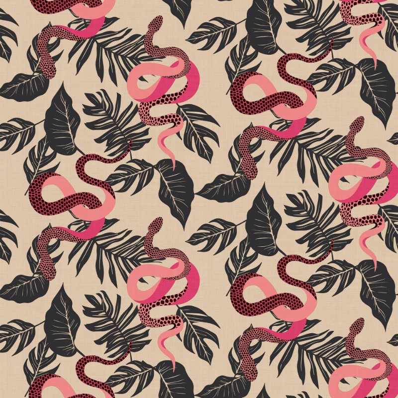 Bild på Serpentine Wallpaper Pink/Black - SERPENT/WP1/PBL