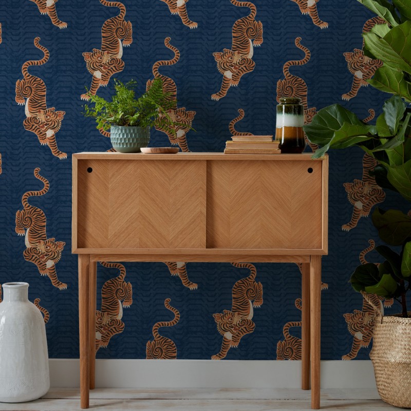 Bild på Tibetan Tiger Wallpaper Blue - TTIGER/WP1/BLU