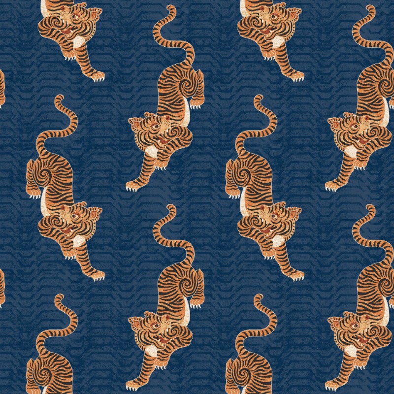 Bild på Tibetan Tiger Wallpaper Blue - TTIGER/WP1/BLU
