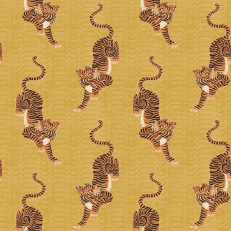 Picture of Tibetan Tiger Wallpaper Mustard - TTIGER/WP1/MUS