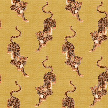 Picture of Tibetan Tiger Wallpaper Mustard - TTIGER/WP1/MUS