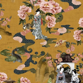 Picture of Geisha Wallpaper Ochre - GEISHA/WP1/OCR