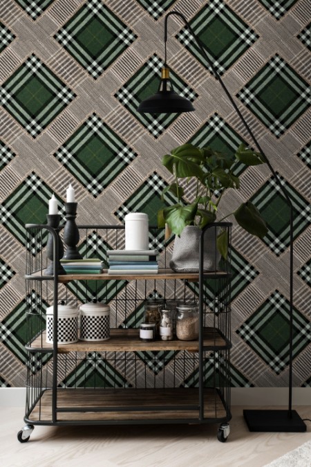 Picture of Checkered Patchwork British Green - WP20389