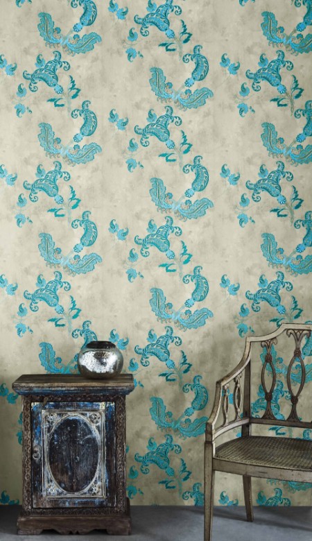 Picture of Paisley - Turquoise on Old Grey - BG0800202