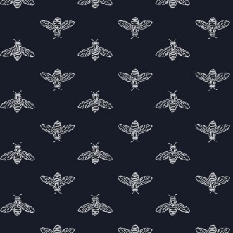 Picture of Block Print Bee French Navy - 118546