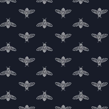 Picture of Block Print Bee French Navy - 118546