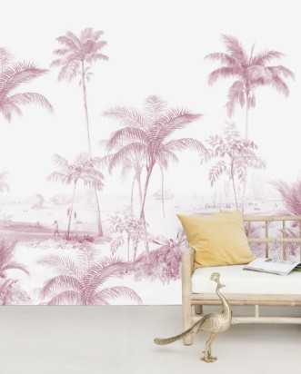 Picture of Exotic palms Pink Mural  - Mur-Basic-Exotic-Palms-Pink-4*2.80