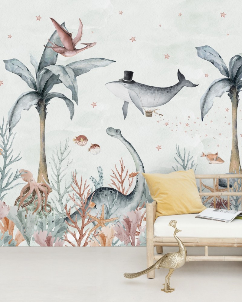 Picture of Flying Whale Mural  - Mur-Basic-FlyingWhale-4*2.80