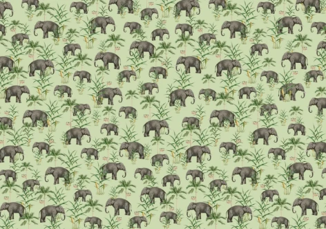 Picture of Oscar the Elephant Green Mural - Mur-Basic-OscGre-4*280