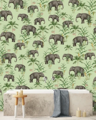 Picture of Oscar the Elephant Green Mural - Mur-Basic-OscGre-4*280